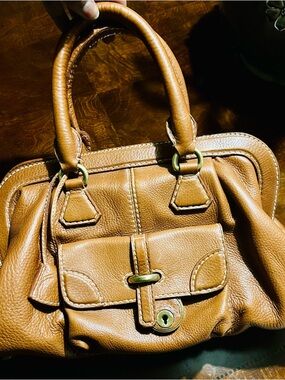 Women's Cognac Leather Satchel Handbag